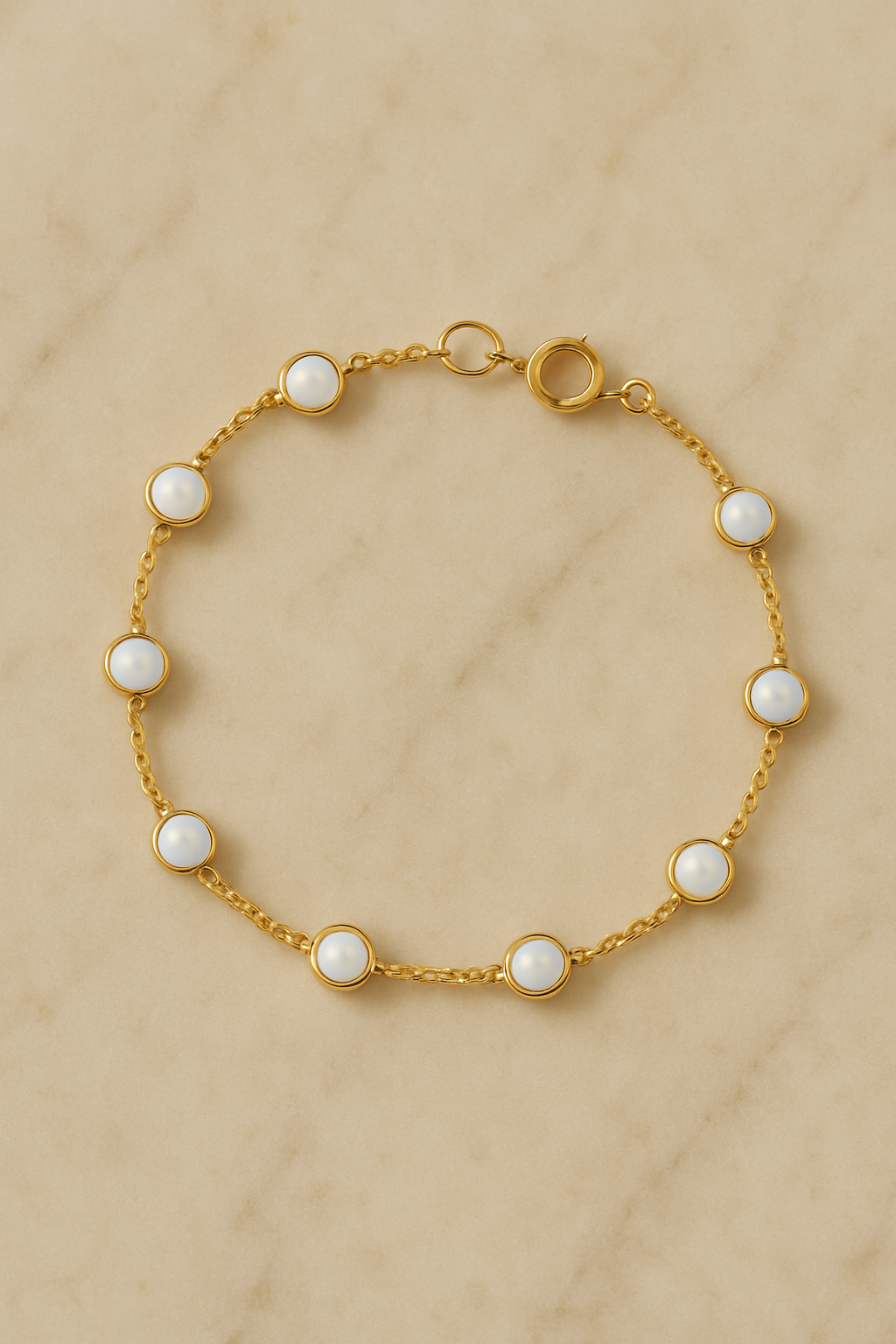 Lumière Opale – Pulseira Dourada com Pedra Opalina