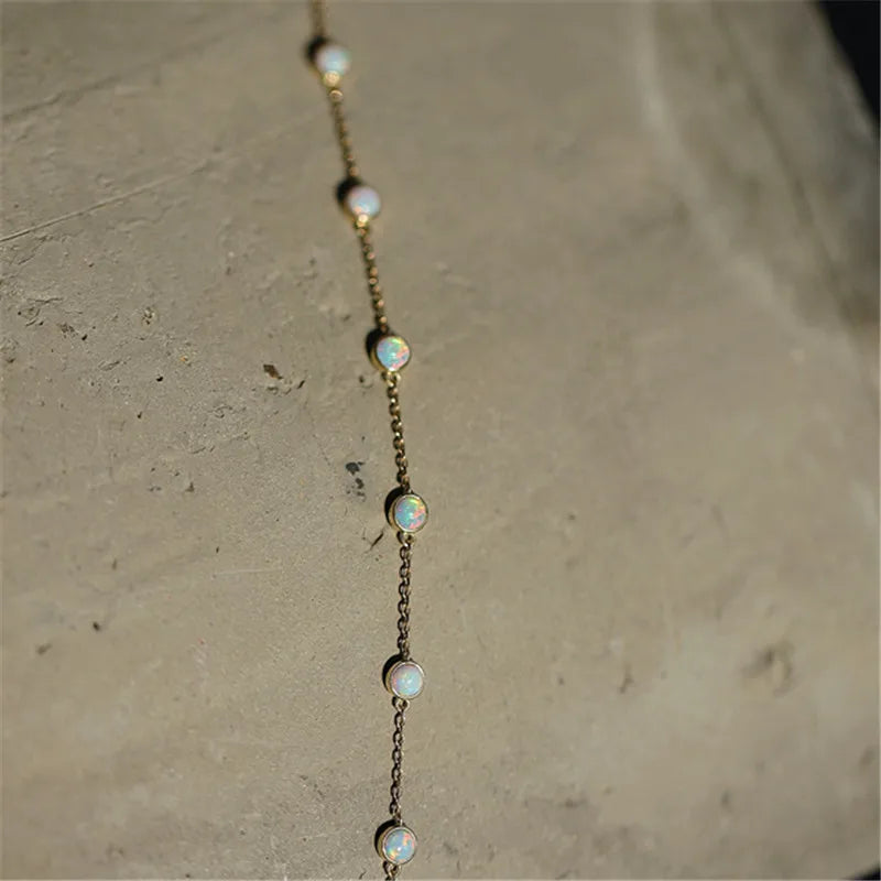 Pulseira Prata 925 Opala Imitação Banhada Ouro – Opale Lumineuse Simplicité