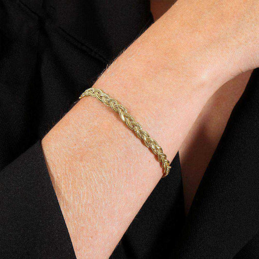 Pulseira dourada Bracelet Tressé Simplicité em detalhe