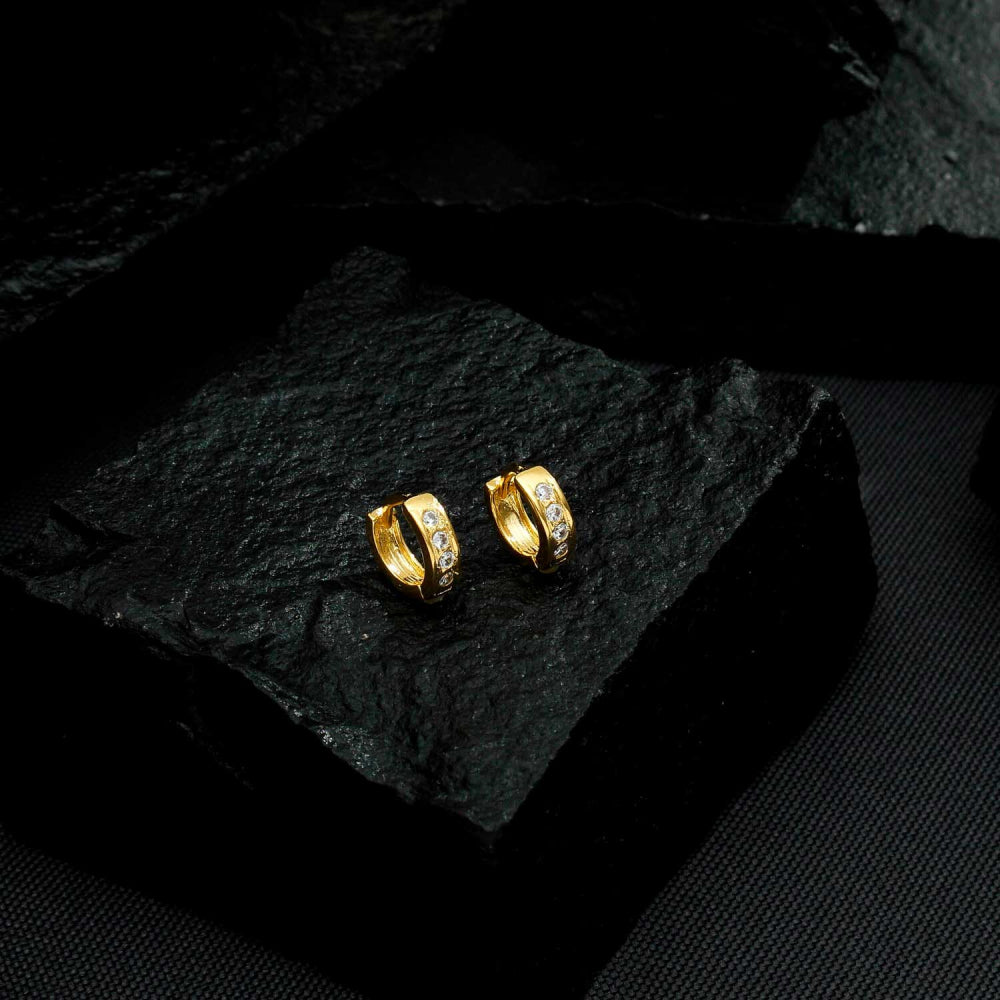 Brinco Dourado de Argolinha com Pedras de Zircônia – Cercle de Lumière Simplicité