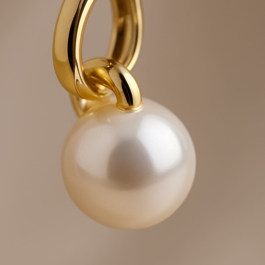 Perle Élégance – Brinco de Argola com Pérola Dourado