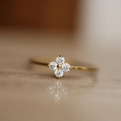 Anel Flor Zircônia Prata 925 – Anneau Fleuri Simplicité