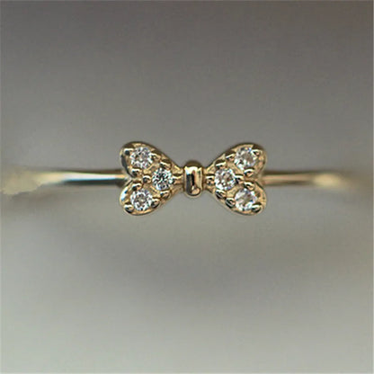 Anel Prata 925 Laço Micro Zircônia Banhado Ouro – Nœud Brillant Simplicité