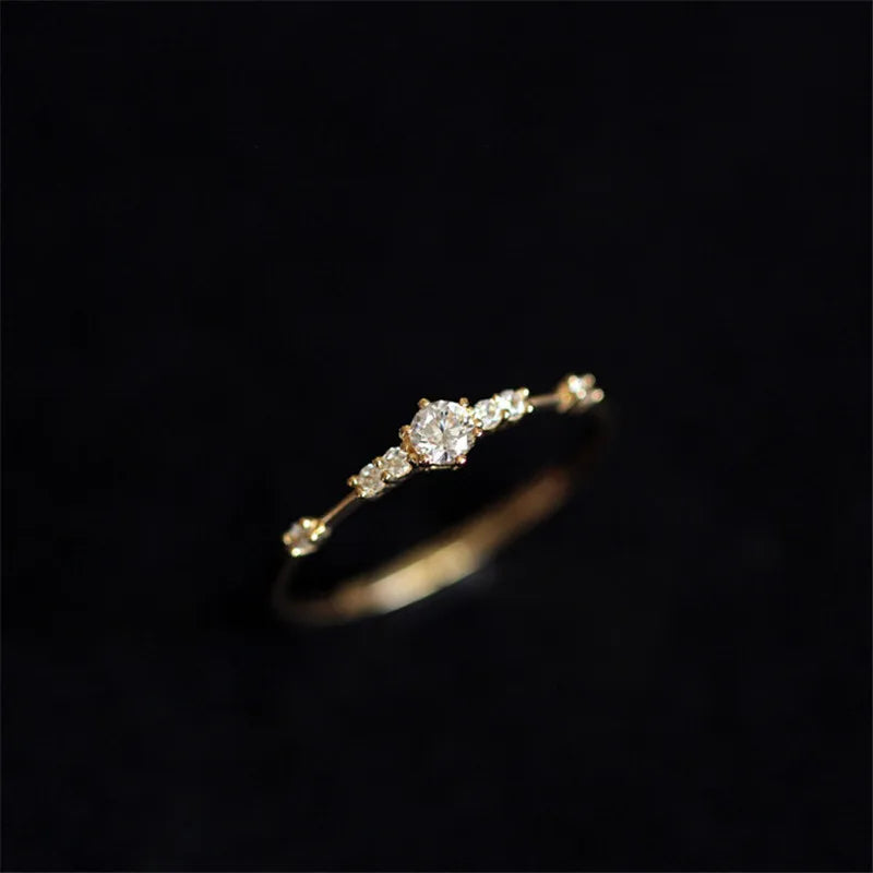 Anel Prata 925 Pavê Nupcial Zircônia Banhado Ouro – Cristal Nuptial Simplicité