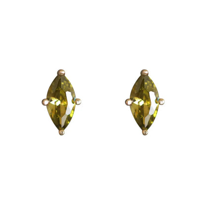 Brinco Prata 925 Zircônia Verde Oliva Pino Banhado Ouro – Olive Scintillante Simplicité