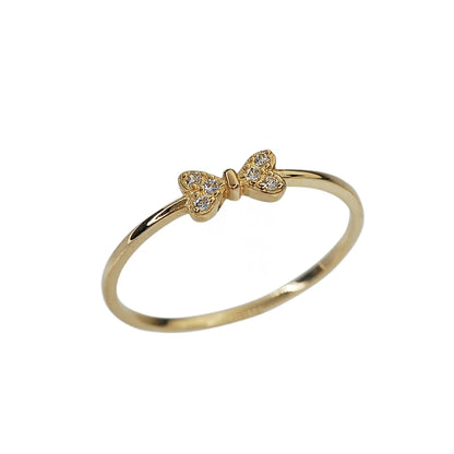 Anel Prata 925 Laço Micro Zircônia Banhado Ouro – Nœud Brillant Simplicité
