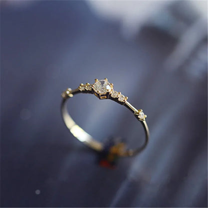 Anel Prata 925 Pavê Nupcial Zircônia Banhado Ouro – Cristal Nuptial Simplicité