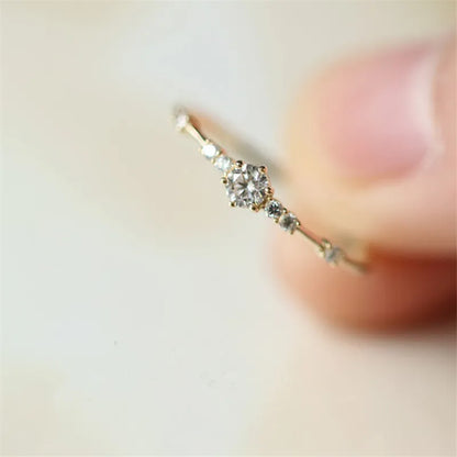 Anel Prata 925 Pavê Nupcial Zircônia Banhado Ouro – Cristal Nuptial Simplicité