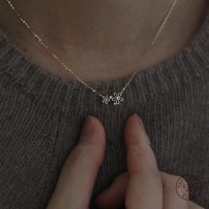 Colar Pingente Flor Boêmia Prata 925 – Fleur Bohème Simplicité