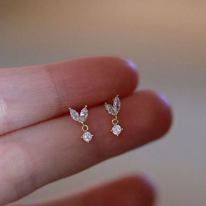 Brincos dourados botão de cristal sobre tecido - Loja Simplicité