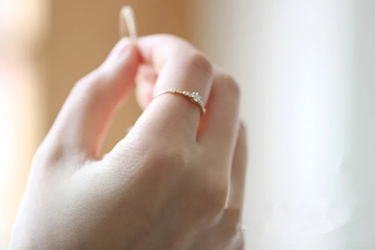 Anel dourado delicado banhado a ouro 14K, Loja Simplicité