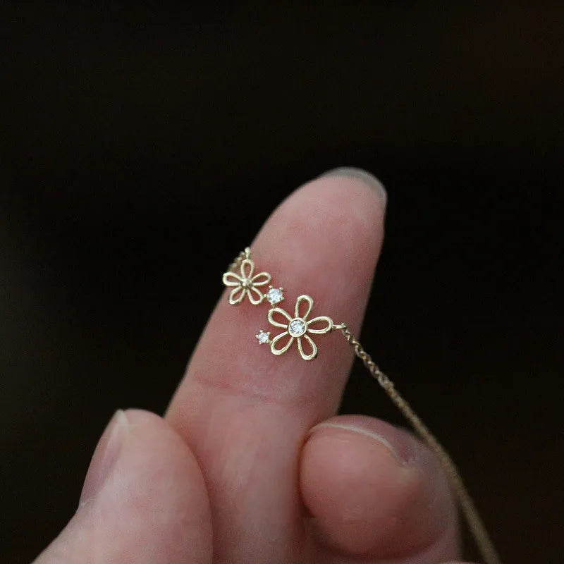 Colar Pingente Flor Boêmia Prata 925 – Fleur Bohème Simplicité