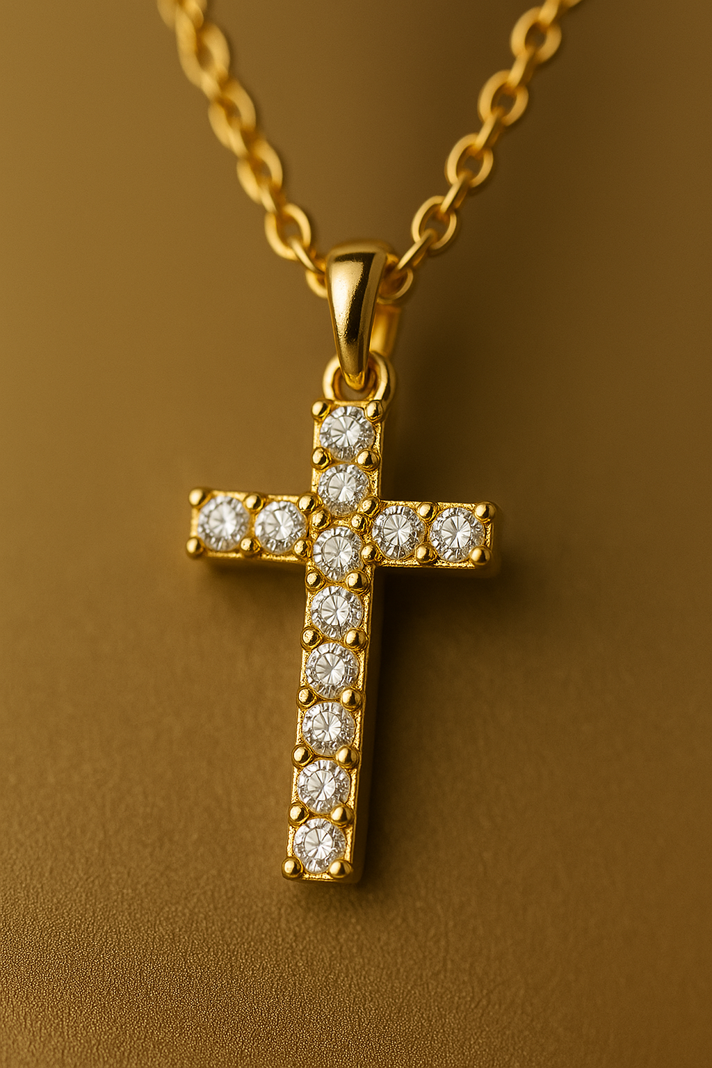 Croix Lumière – Colar Crucifixo com Zircônias Dourado