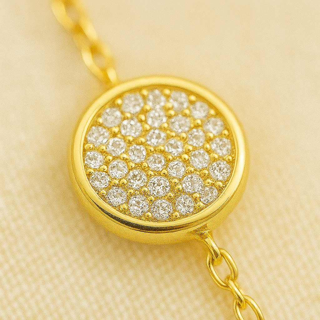Pulseira dourada com olho grego de zircônia azul - Loja Simplicité