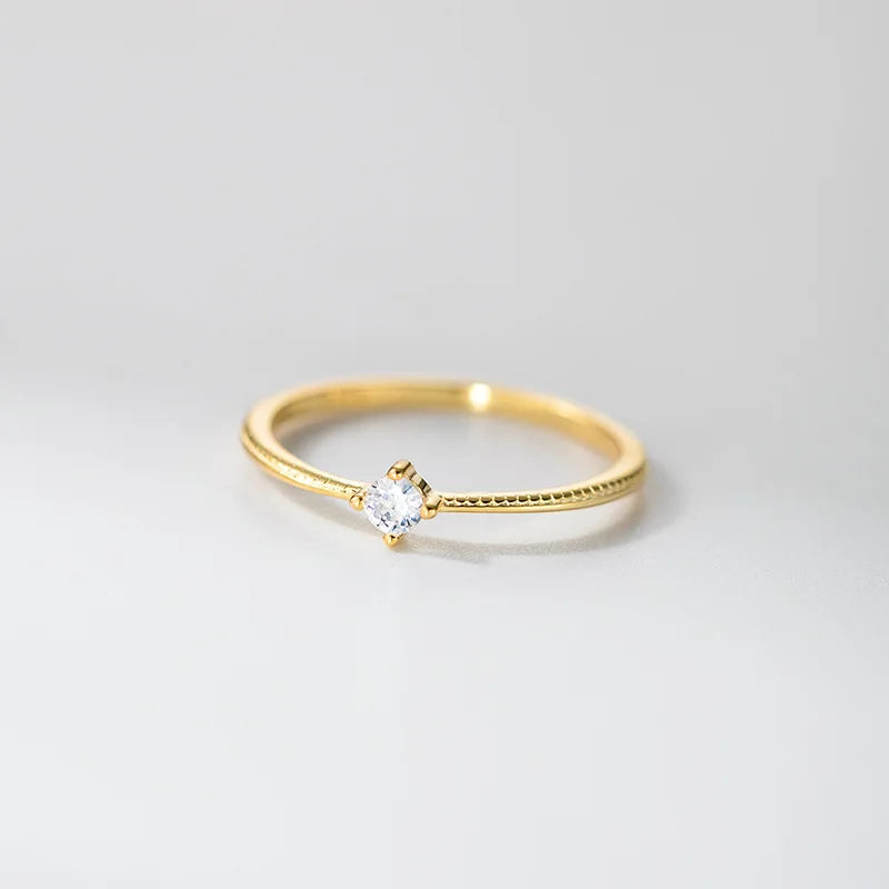 Anel Prata 925 Zircônia Solitária Redonda – Solitaire Argenté Simplicité