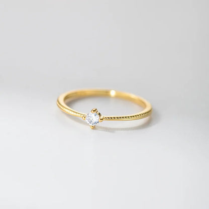 Anel Prata 925 Zircônia Solitária Redonda – Solitaire Argenté Simplicité