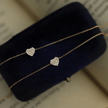 Pulseira Dourada Coração Pavê Prata 925 – Coeur Pavé Simplicité