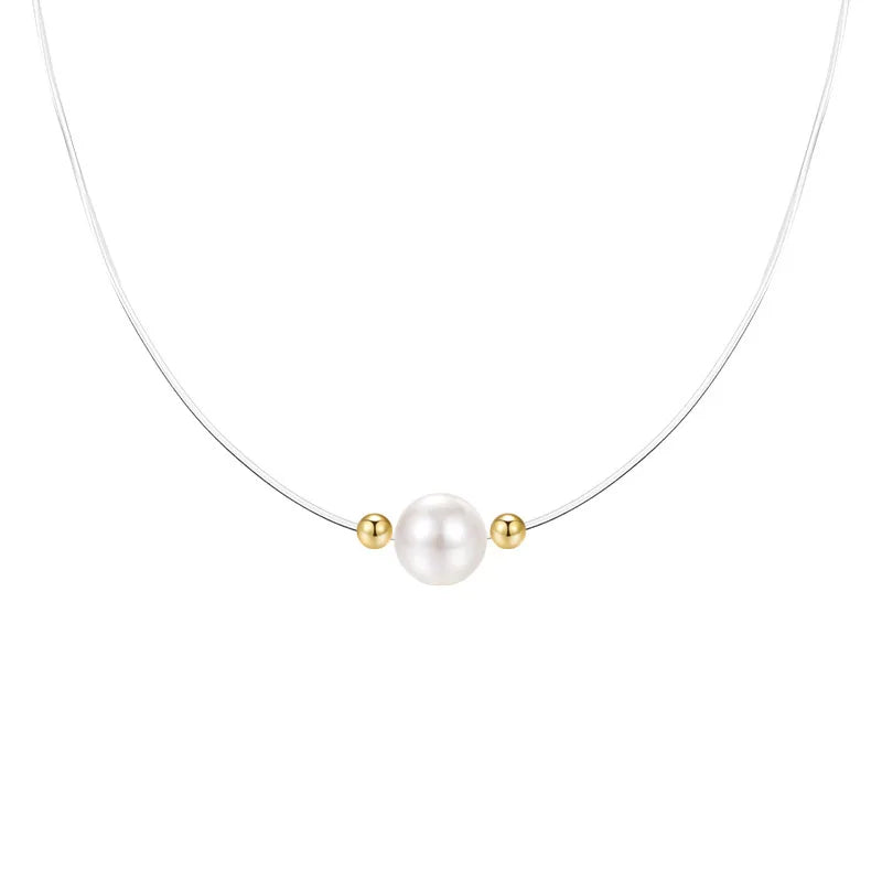 Colar Prata 925 Coração Pérola Zircônia Choker – Cœur Perle Lumière Simplicité