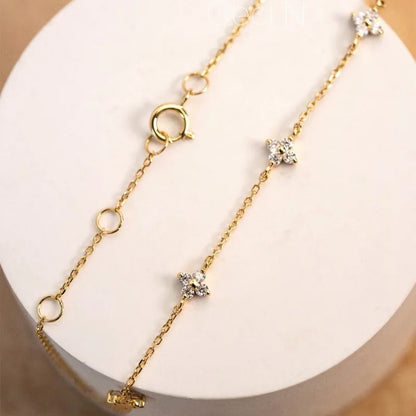 Pulseira Flor Zircônia Prata 925 – Fleur Scintillante Simplicité