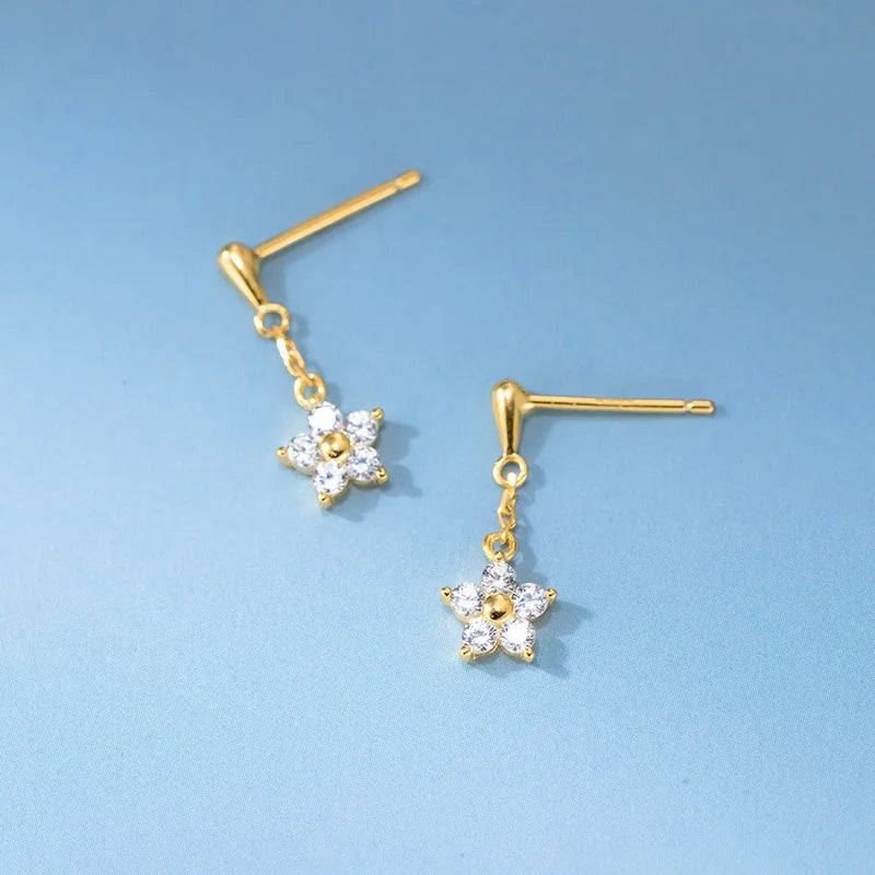 Brinco prata 925 estrela tassel corrente com zircônia - Loja Simplicité