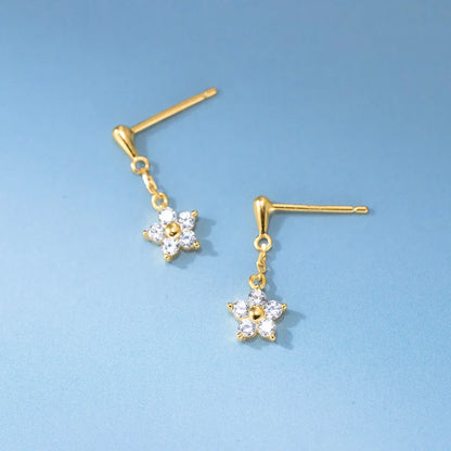 Brinco prata 925 estrela tassel corrente com zircônia - Loja Simplicité