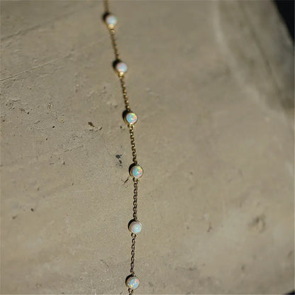 Pulseira Prata 925 Opala Imitação Banhada Ouro – Opale Lumineuse Simplicité