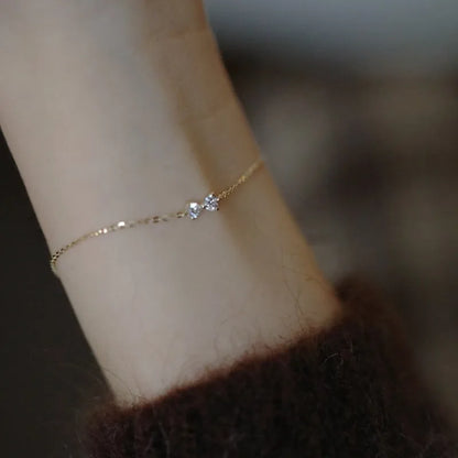 Pulseira Laço Zircônia Banhada a Ouro – Nœud Brillant Simplicité