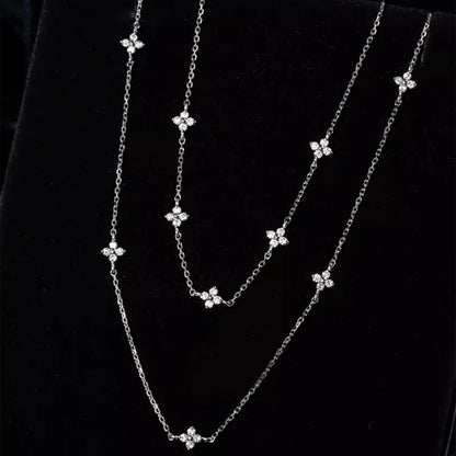 Colar e Pulseira Flor Zircônia Prata 925 – Bouquet Brillant Simplicité