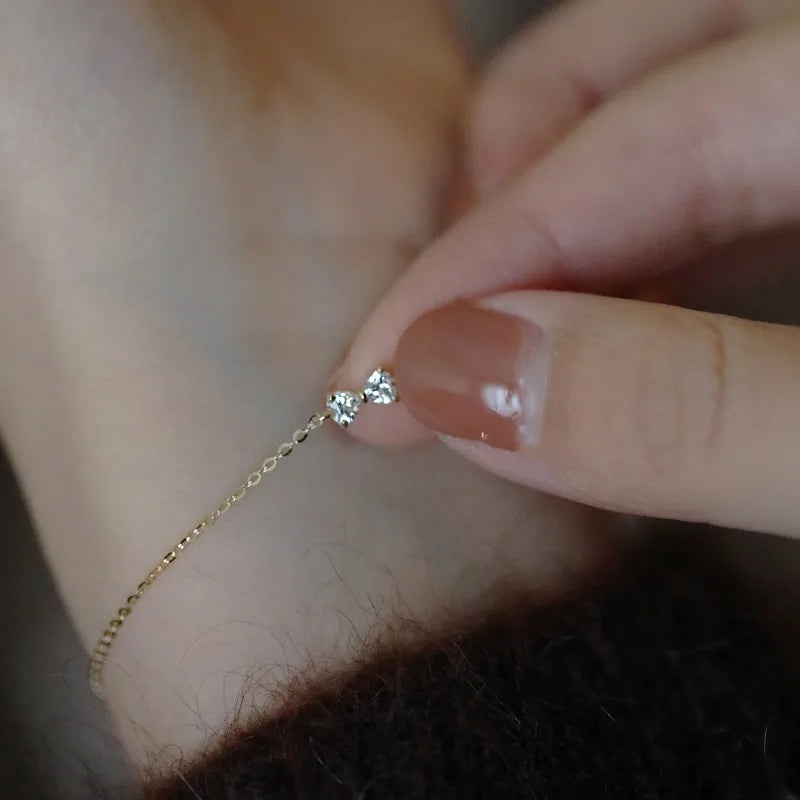 Pulseira Laço Zircônia Banhada a Ouro – Nœud Brillant Simplicité