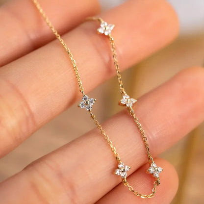 Pulseira Flor Zircônia Prata 925 – Fleur Scintillante Simplicité