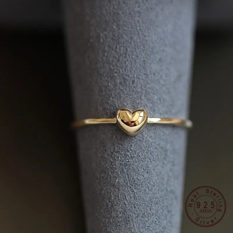 Anel Dourado Coração Liso Prata 925 – Coeur Simple Simplicité