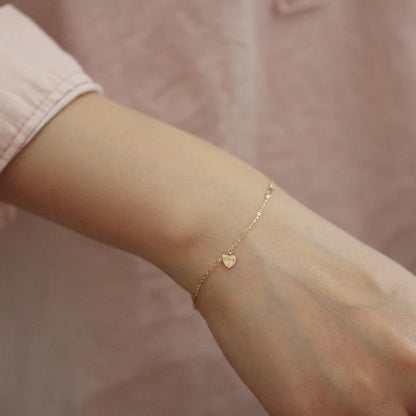 Pulseira Dourada Coração Delicado Prata 925 – Coeur Tendre Simplicité