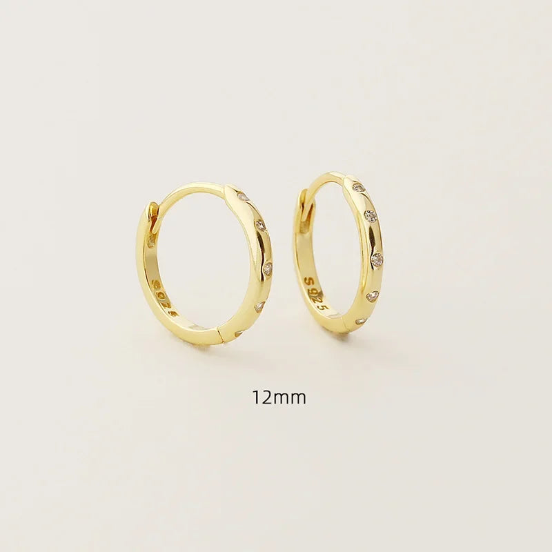 Brinco Prata 925 Argola Zircônia Redonda Dourada – Cercle Brillant Simplicité