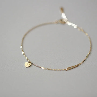 Pulseira Dourada Coração Delicado Prata 925 – Coeur Tendre Simplicité