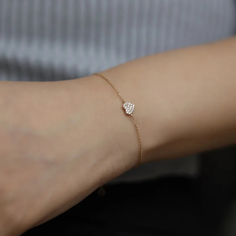 Pulseira Dourada Coração Pavê Prata 925 – Coeur Pavé Simplicité
