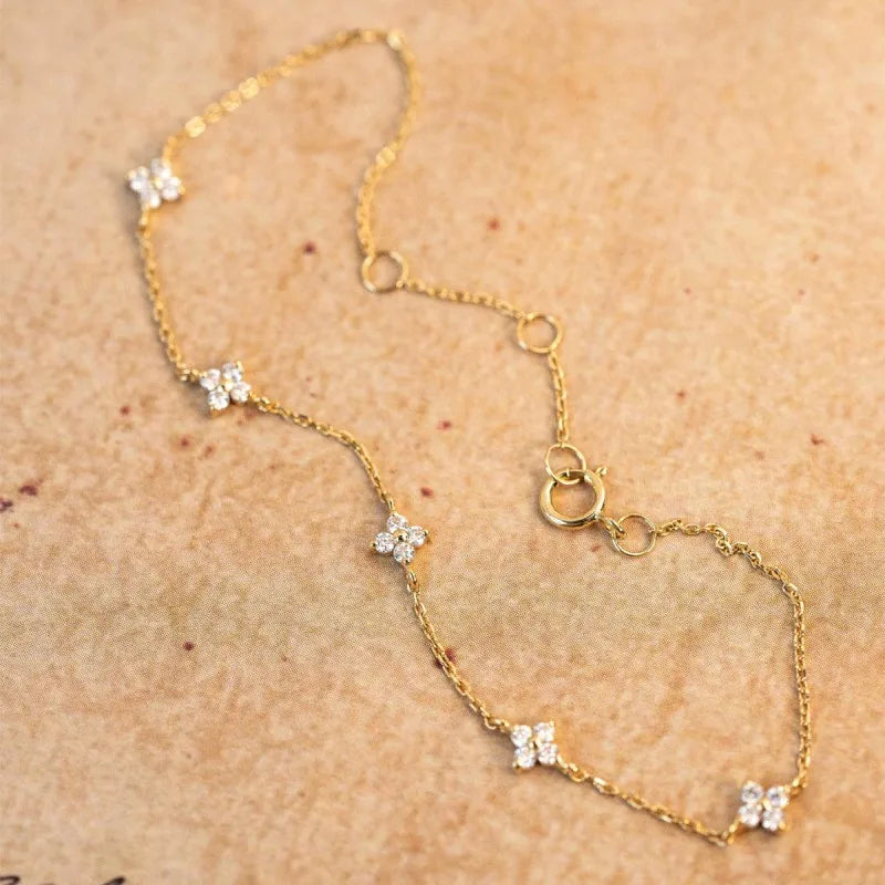 Pulseira Flor Zircônia Prata 925 – Fleur Scintillante Simplicité
