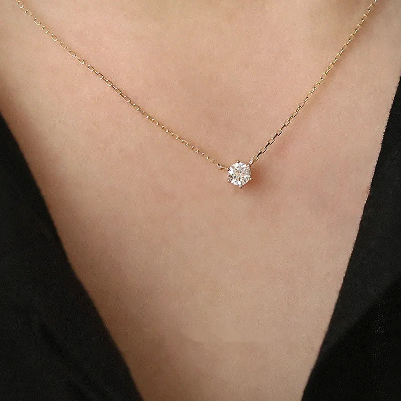 Colar Solitário Zircônia Clavícula Prata 925 – Solitaire Brillant Simplicité