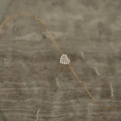 Pulseira Dourada Coração Pavê Prata 925 – Coeur Pavé Simplicité