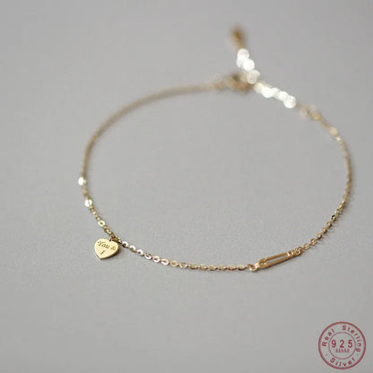 Pulseira Dourada Coração Delicado Prata 925 – Coeur Tendre Simplicité