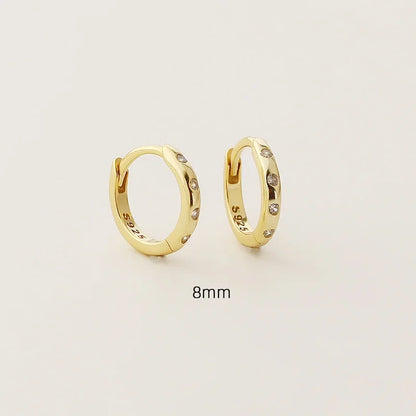 Brinco Prata 925 Argola Zircônia Redonda Dourada – Cercle Brillant Simplicité