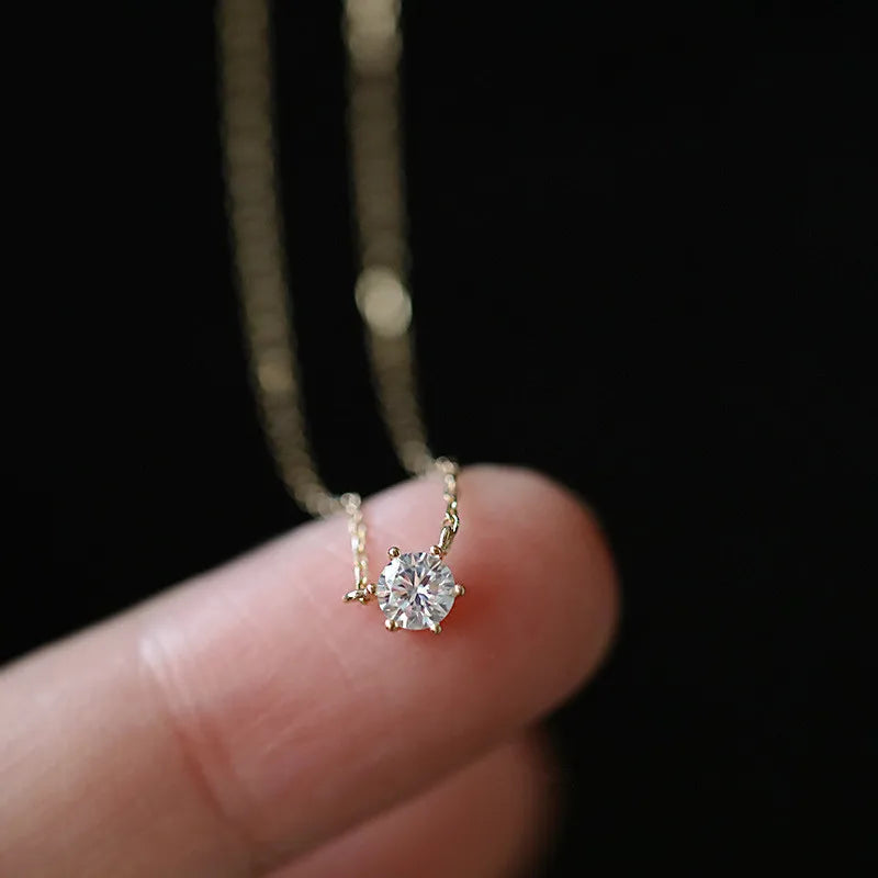 Colar Solitário Zircônia Clavícula Prata 925 – Solitaire Brillant Simplicité