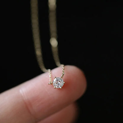 Colar Solitário Zircônia Clavícula Prata 925 – Solitaire Brillant Simplicité