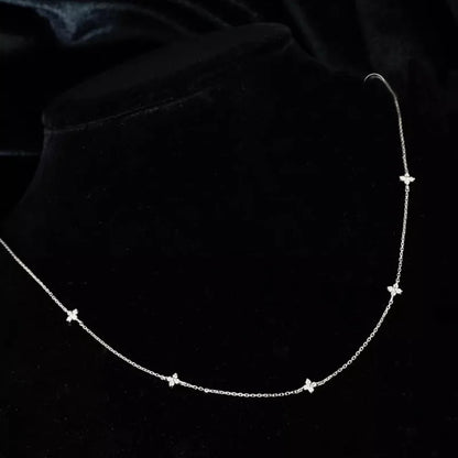 Colar e Pulseira Flor Zircônia Prata 925 – Bouquet Brillant Simplicité