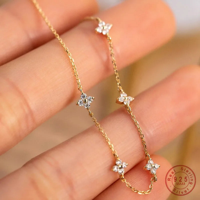 Pulseira Flor Zircônia Prata 925 – Fleur Scintillante Simplicité