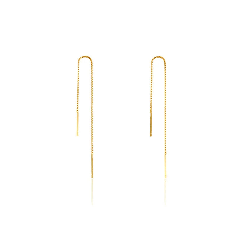 Brinco Prata 925 Corrente Tassel Ouro 18k – Chaîne d'Or Simplicité