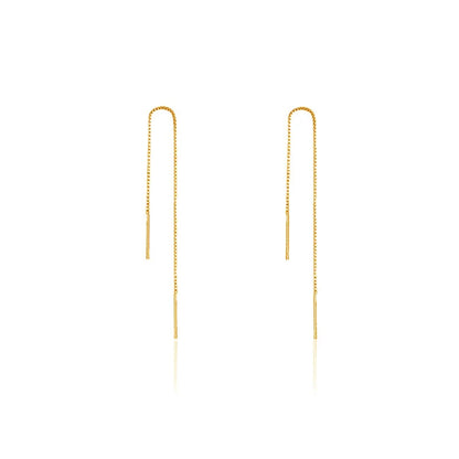 Brinco Prata 925 Corrente Tassel Ouro 18k – Chaîne d'Or Simplicité