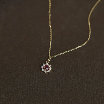 Colar Pingente Sol Zircônia Vermelha Prata 925 – Soleil Zircone Simplicité