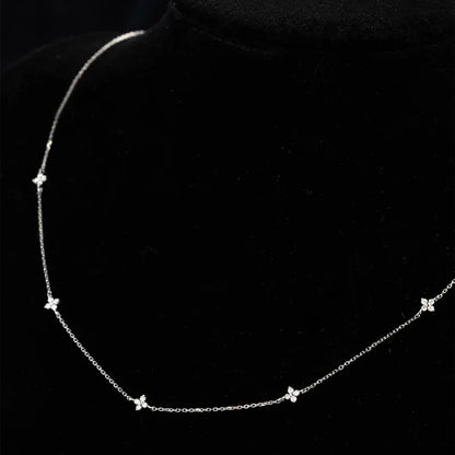 Colar e Pulseira Flor Zircônia Prata 925 – Bouquet Brillant Simplicité