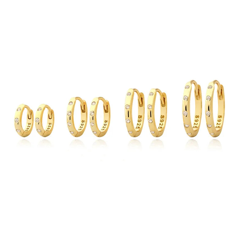 Brinco prata 925 argola zircônia redonda banhada ouro - Loja Simplicité
