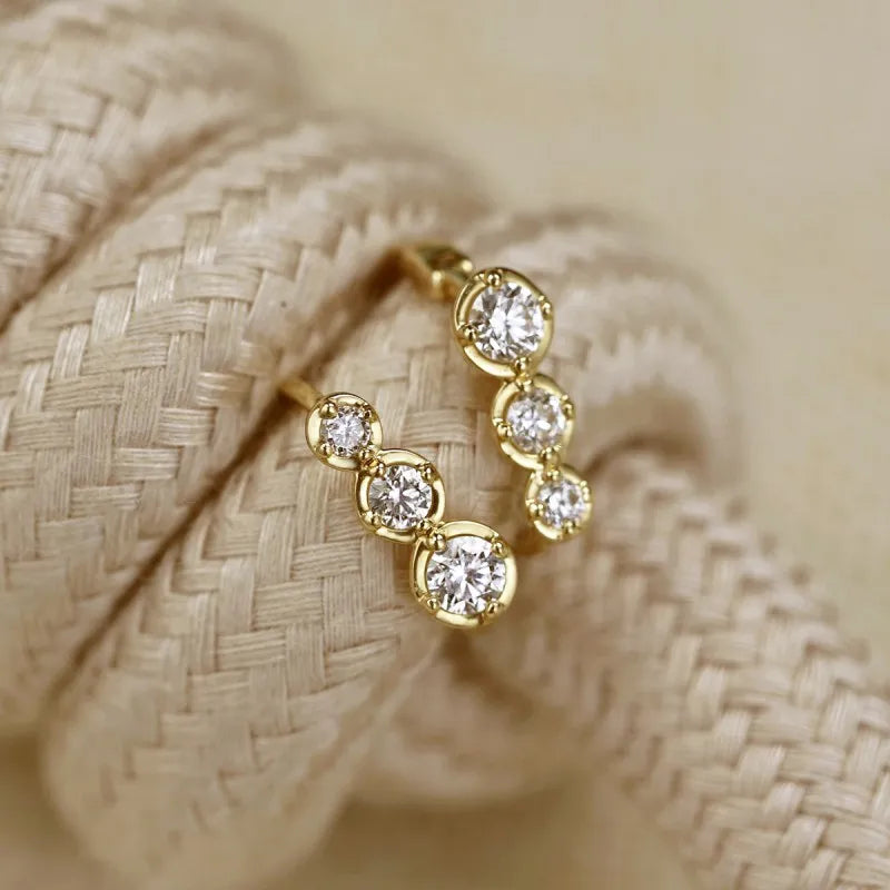 Brinco Prata 925 Degradê Zircônia Banhado Ouro – Dégradé Brillant Simplicité